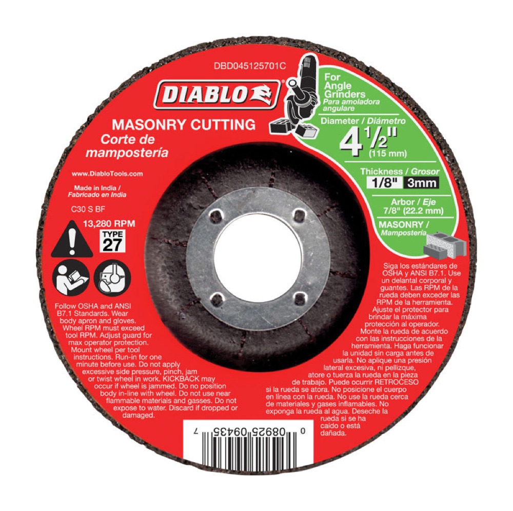 Diablo 4-1/2 in. Masonry Cut-Off Disc, Silicon Carbide photo 1