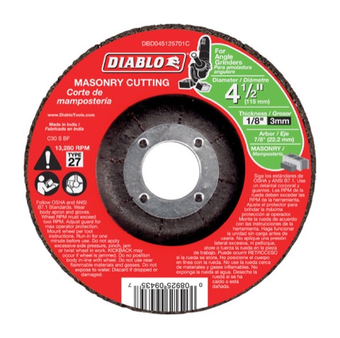 Diablo 4-1/2 in. Masonry Cut-Off Disc, Silicon Carbide