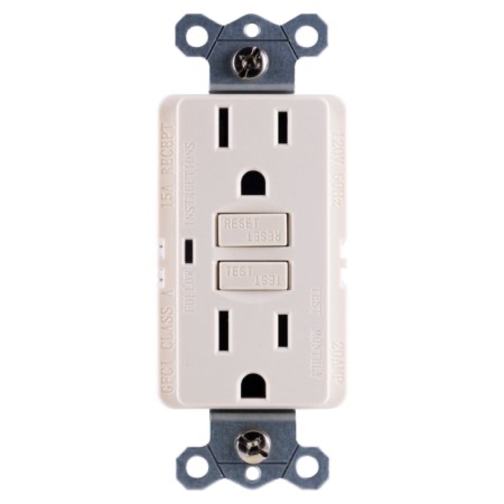 Power Gear GE GFCI In-Wall Outlet, Light Almond photo 1