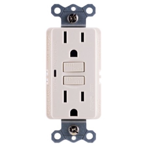 Power Gear GE GFCI In-Wall Outlet, Light Almond
