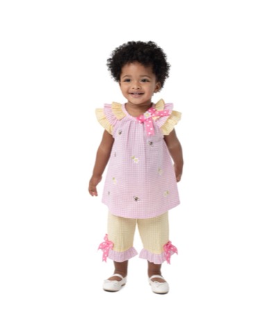 Rare Editions Spring Seersucker Dress Set, Pink, 3-6M girl