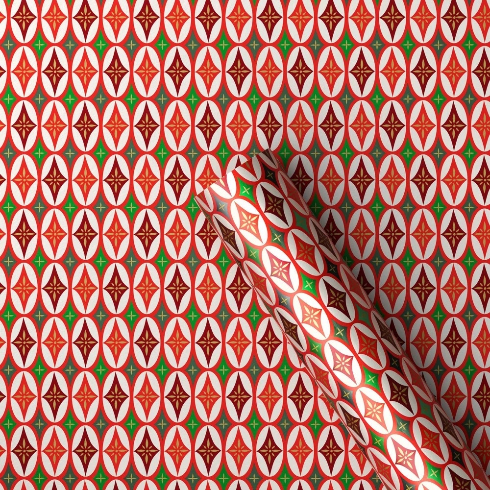 Wondershop 30" Christmas Geo Star Print Roll Wrap 90 Sq Ft photo 1