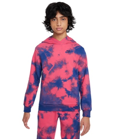 Nike Sportswear Club Fleece Tie-Dyed Hoodie XL Pink/Royal boys