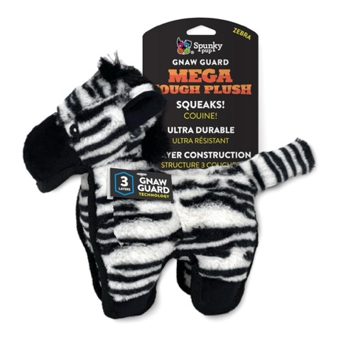Spunkypup Mega Tough Plush Zebra Jumbo Size