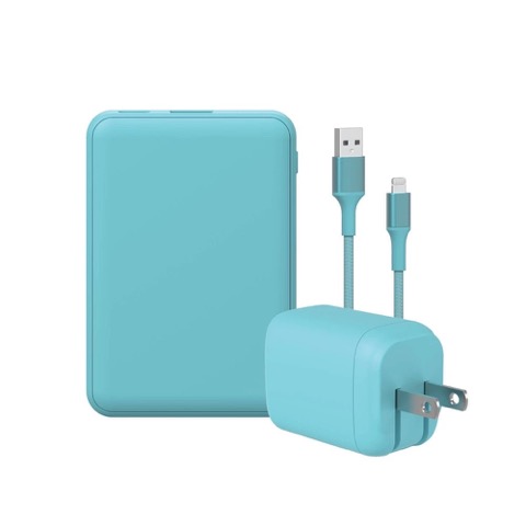 GEMS Lightning Charging Set with 5000mAh Power Bank, Teal