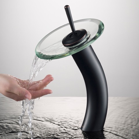 Kraus 8-9" Waterfall Vessel Bathroom Faucet, Oil Rubbed Bronze